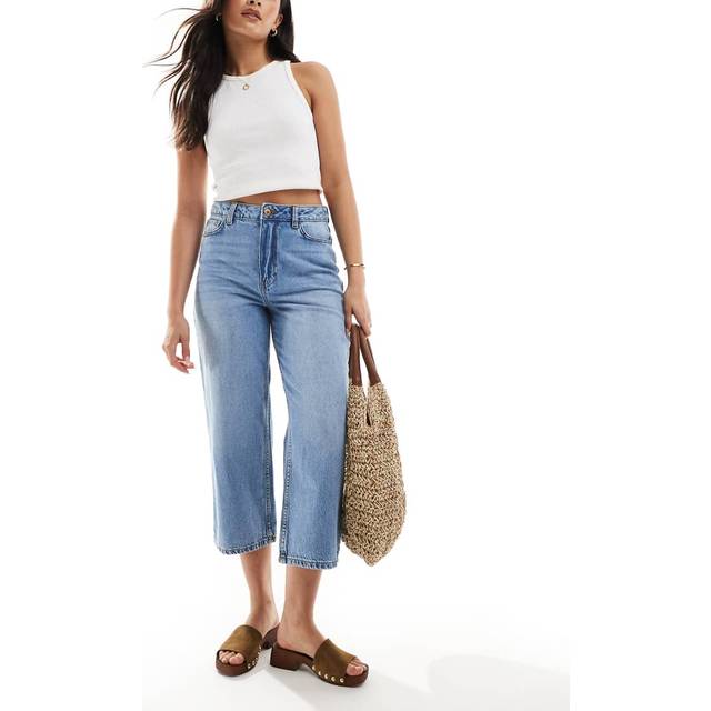 New Look Women's Light Blue Adalae Wide Leg Cropped Jeans - 16L32