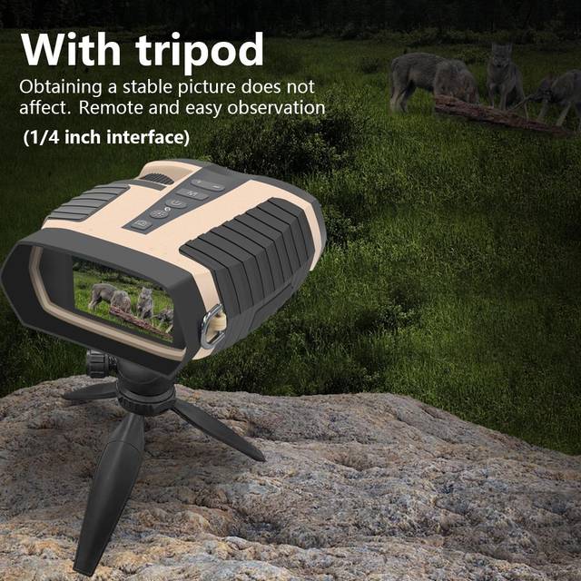 Binoculars with Camera Night Vision Scope 4X Optical Zoom 8X Digital 3  LCD Screen 2.5K Video 3W IR black