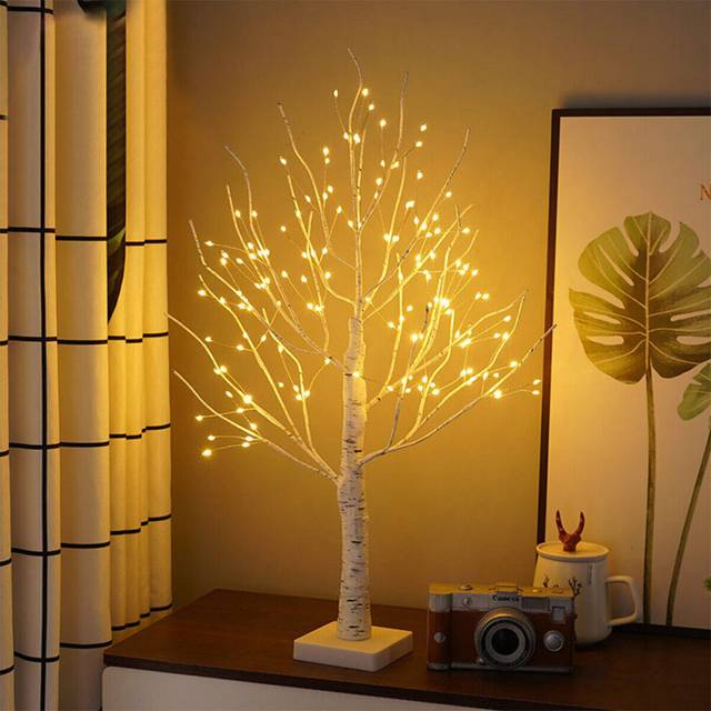 (  1 x Twig Tree Light?Eggs not i...) 60CM Easter Birch Twig Tree Light Up 24 LED Lamp Battery