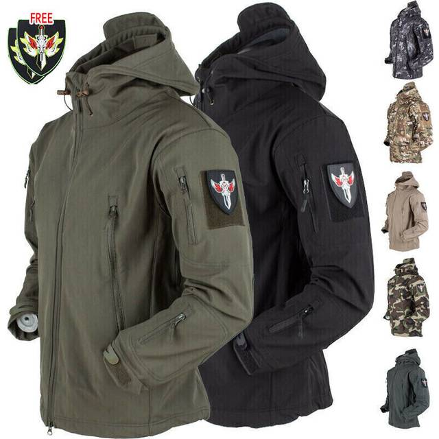 (Dark Night Camo, Tag 3XL =UK XL) Mens Jacket Winter Warm Waterproof Hooded Combat Outdoor Tactical Coat