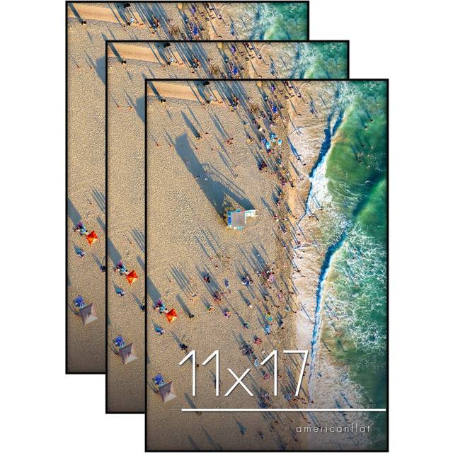Americanflat Front Loading 11x17 Picture Frame with Shatter-Resistant Glass - Set of 3 - Metropolitan Collection - Photo Frame for Wall Display - Blac