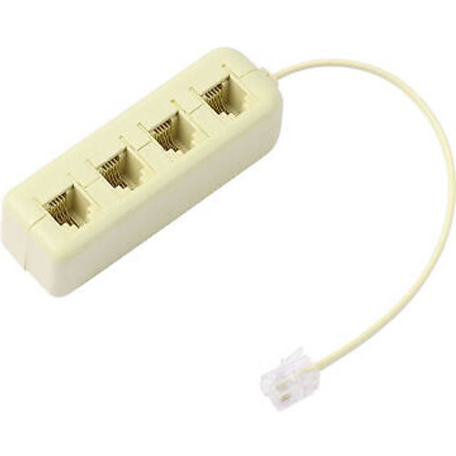 Rj11 6p4c 1 male to 4 female converter telephone splitter adapter cable beige