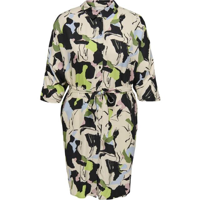 Only Carmakoma - Skjortklänning carIsidora Life 3/4 Knee Shirt Dress - Grå