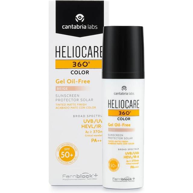 Heliocare 360 Color Gel Oil-Free Beige SPF 50 50ml Daily UVA UVB Visible Light Infrared-A Anti-Ageing Sun Protection/Matte Foundation Coverage