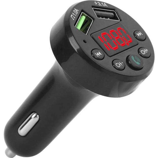 E6 Car FM Transmitter Bluetooth Handsfree Kit LED Display Stereo Audio with USB Port