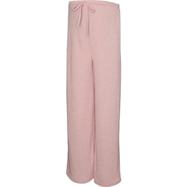 Mamalicious – Maternity – Rosa byxor i jersey med vida ben och slubstruktur, del av set
