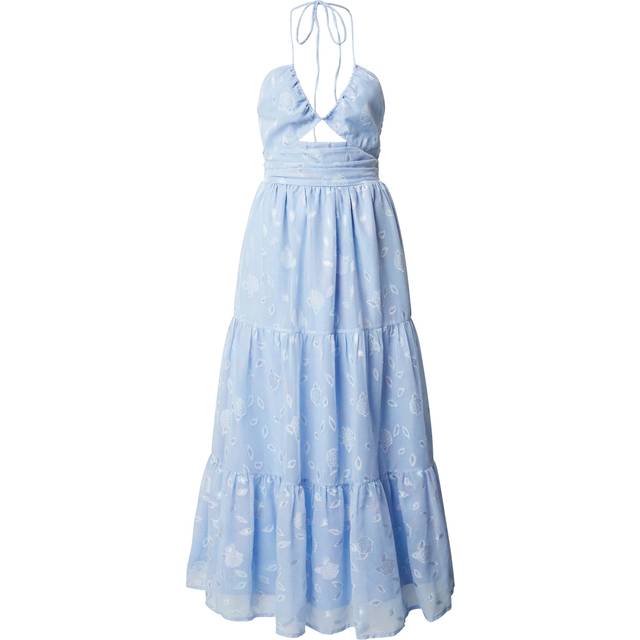 Maya Deluxe Floral Ruched Crossover Halterneck Mid Dress
