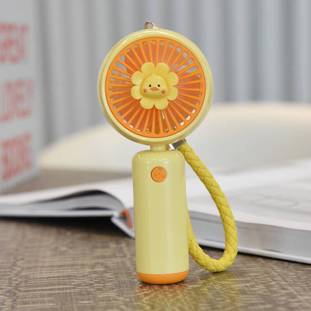 (Yellow) Fan Small Handheld Usb Charging Powerful Breeze Cooling Portable With Keychain