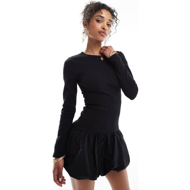 Stradivarius Short balloon dress Black XL