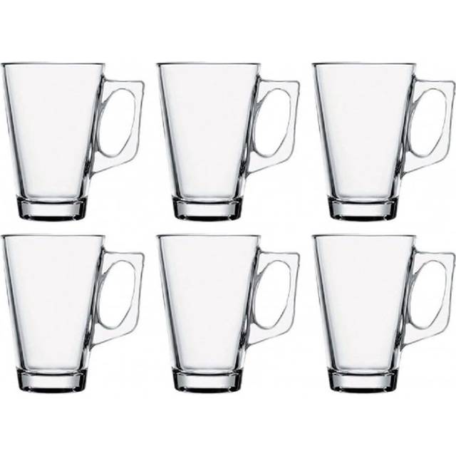 Pasabahce 55201 – Teglas med handtag vela för te, latte macchiato, irländskt kaffe, punsch, glögg vin, varm choklad, set om 6