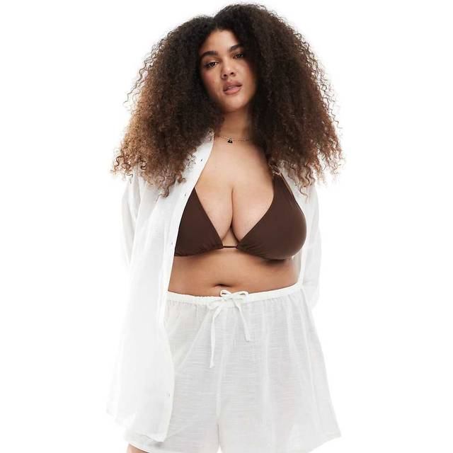 New Look Curve – Vita strandshorts i bomull, del av set-Vit/a