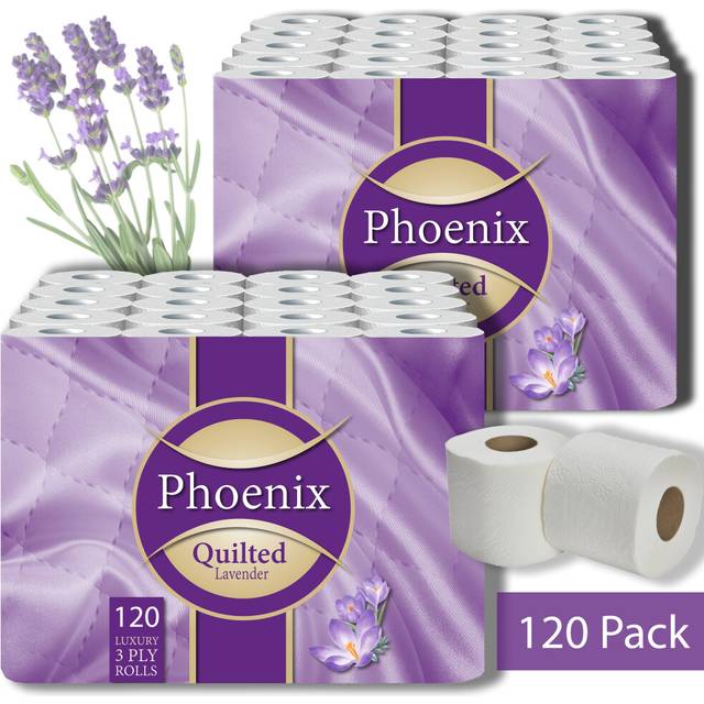 120 Roll Bulk Buy - Quilted 3 Ply Lavender Fragranced Toilet Rolls