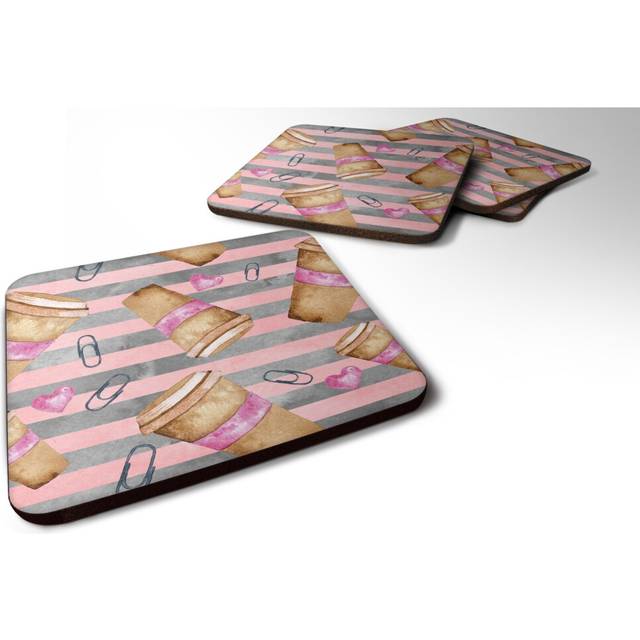 """""Caroline's Treasures Watercolor Coffee and Paper Clips Decorative coasters  3.5  Multicolor"""""