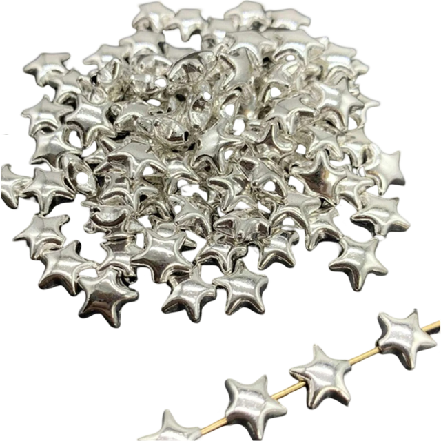 SHEIN 50pcs/set 6mm Fashion Zinc Alloy Star Shaped DIY Bead For Women For Jewelry Making