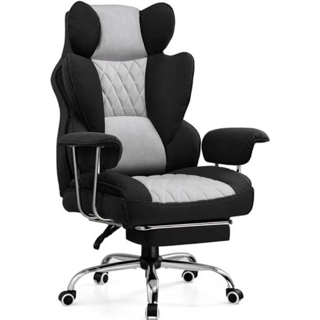 Inbox Zero Adjustable Reclining Ergonomic Faux Leather Swiveling PC & Racing Game Chair - Grey (126cm H X 59cm W X 50cm D)