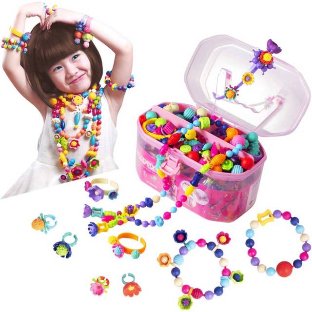 BIRANCO. Pop Beads  Jewelry Making Kit - Arts and Crafts for Girls 3-7 Years Old  Snap Beads Toys - Necklace  Bracelet  Ring Creative DIY Set - 520 pc