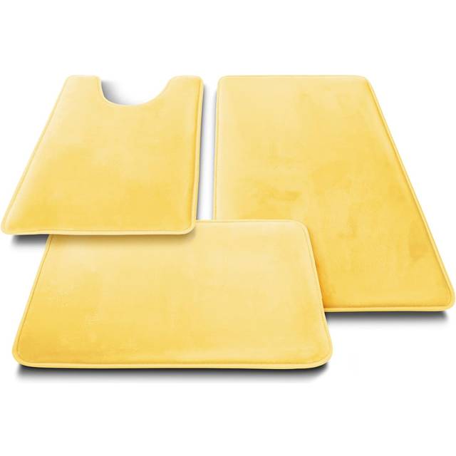 Clara Clark 3 Piece Bathroom Rugs Bath Mat Set  Velvet Memory Foam Bath Mats for Bathroom - Non-Slip  PVC Backing Bath Rugs  Washable Bathroom Rug Mat