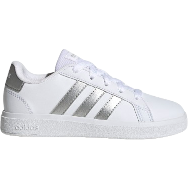 adidas Sportswear Kids Girls Grand Court 2.0 Trainers - White/Silver, Ft White/Mat Silver/Mat Silver, Size 13 Younger