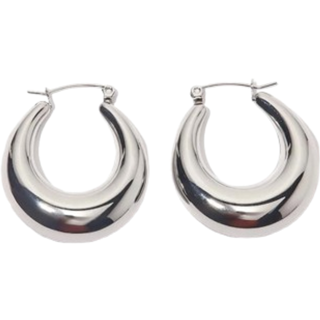 SHEIN Women&#39;s Thick Gold Hoop Earrings, 18K Gold Plated Low Allergy Earrings, Oval Shaped Hoop Earrings, Suitable For Girls&#39; Fashion Jewelry
