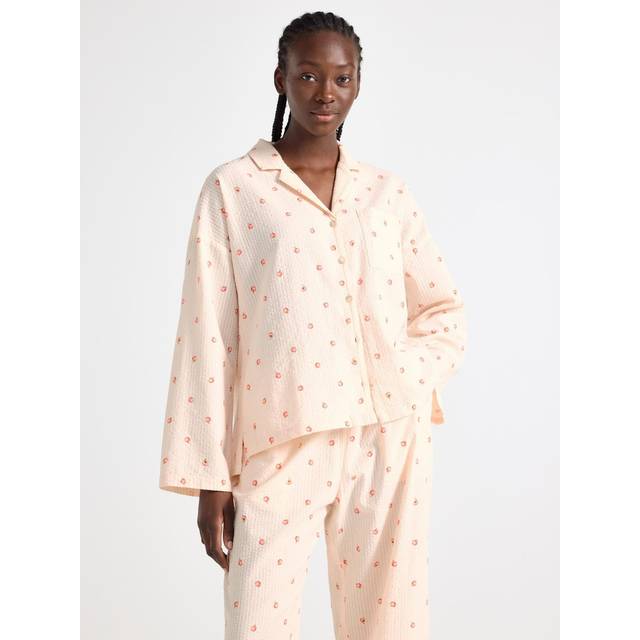 LINDEX Pyjama Shirt Seersucker |Rosa |XXL