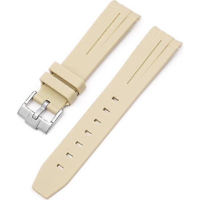 (Beige, One size) Strap For The Swatch Omega Joint Moon Planet Curved Centre Square Buckle 20MM