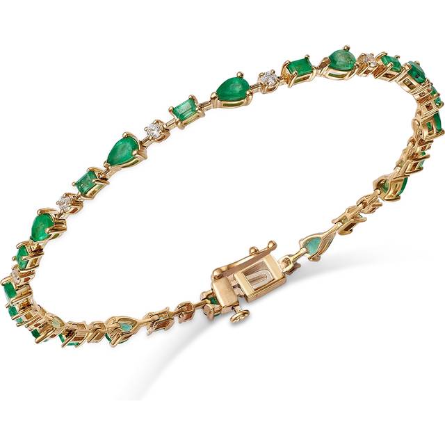 Bloomingdale's Fine Collection Emerald & Diamond Link Bracelet in 14K Yellow Gold