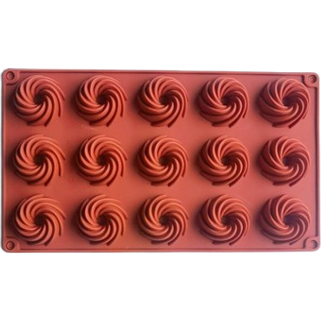 SHEIN 1pc 15 Cavity Spiral Cake Mold, Pudding, Chocolate, Kitchen Cookie Silicon Mold