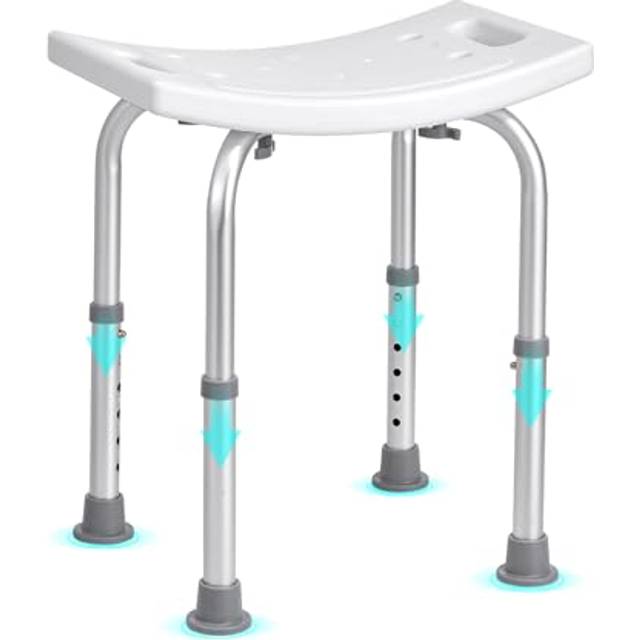 VEVOR Shower Chair, Adjustable Height Shower Stool with Built-in Handles, Shower Seat for Inside Shower or Tub, Non-Slip Bench Bathtub Stool Seat for Elderly Disabled Handicap, 158.8 kg Capacity