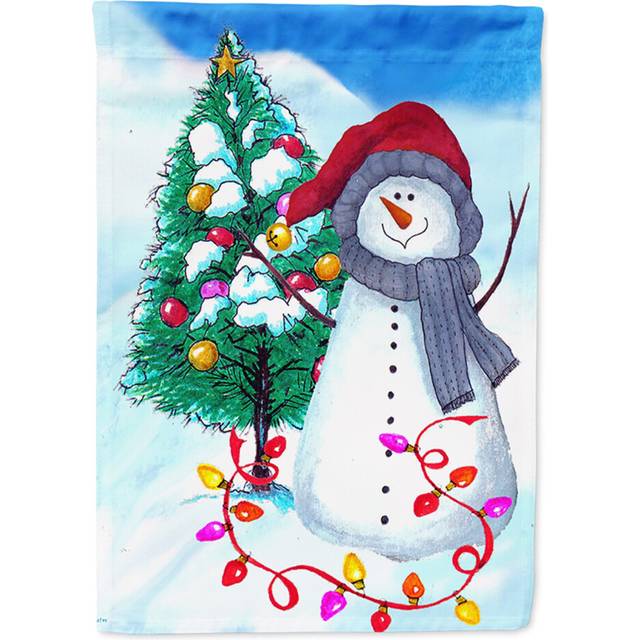 Caroline's Treasures PJC1024CHF Trimming the Tree Snowman Flag Canvas  Large  Multicolor