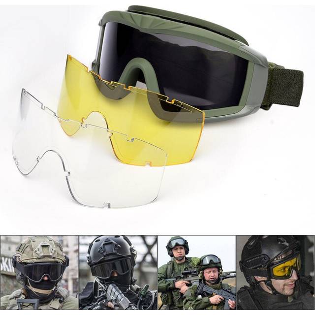 (Green) Military Airsoft Tactical Goggles Shooting Glasses Motorcycle Windproof Wargame