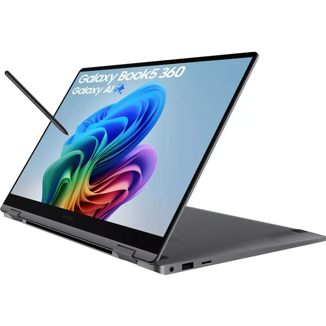 Samsung Galaxy Book5 360 Convertible Laptop, Copilot+ PC, Intel Core Ultra 5 Processor, 16GB RAM, 256GB SSD, 15.6” Full HD Touch Screen, Grey