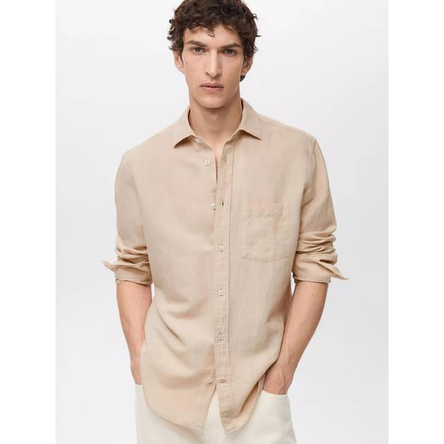 Mango Avispa Linen Cotton Blend Regular Fit Shirt