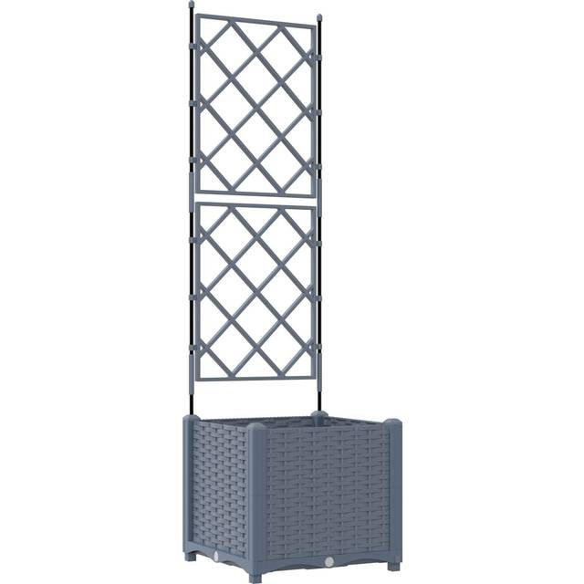 vidaXL Garden Planter with Trellis Light Grey 40x40x143 cm