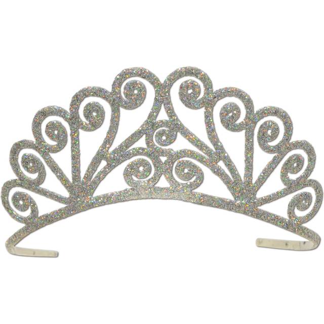 Glittered Tiara (silver) Party Accessory (1 count) (1/Pkg)