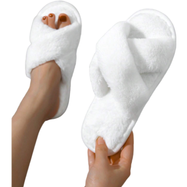 SHEIN Women Criss Cross Fuzzy Bedroom Slippers, Fashion Indoor Home Slippers