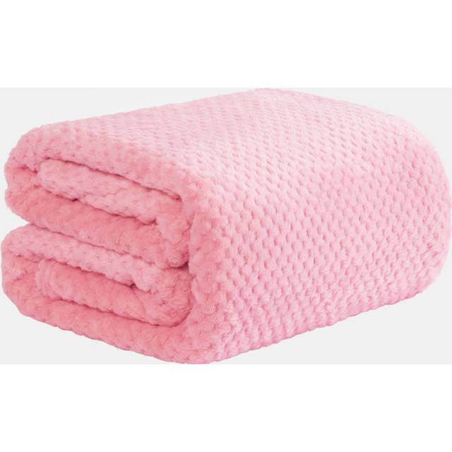 OHS Waffle Mink Throw, Pink - 150 x 200cm