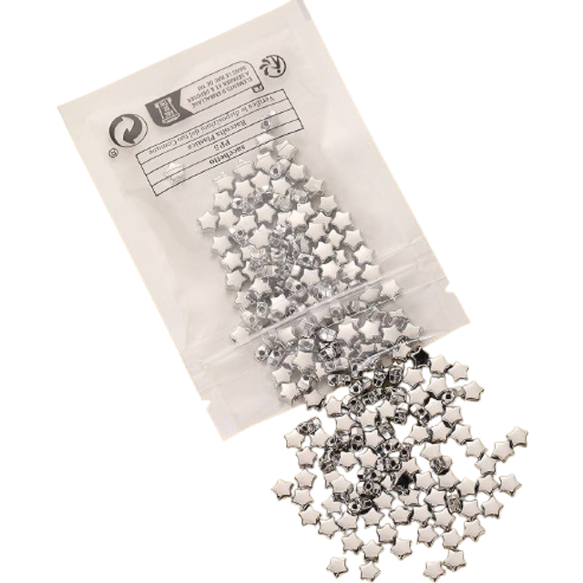 SHEIN 200pcs 6mm Five-pointed Star Shaped Plastic Beads Spacer Loose Beads For Bracelet Necklace Diy Making