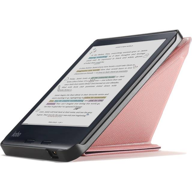 Forefront Cases Fodral för Kobo Libra Colour - Vikbart Skal med Stativ - Rosguld - Tunn och Lätt, Automatisk Sömn/Väckning, Skyddande