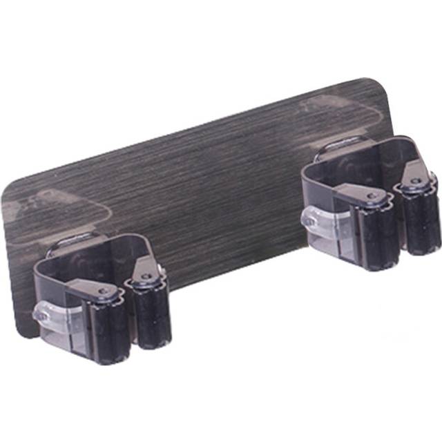 Dual Hooks Wall Mounted Mop Brush Broom Holder Hanger Rack Home Organizer Tool-Black Double Hook - Black Double Hook