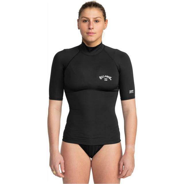 Women's Billabong Womens Tropic Surf Short Sleeve UPF50 Surf T-Shirt Surfing Rash Guard - Black - Size: 8