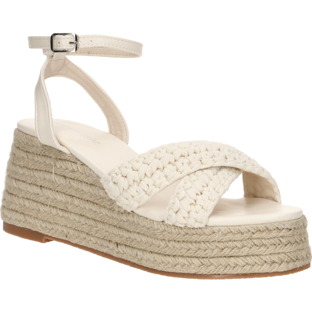 Glamorous – Beiga, virkade espadrillos med platåklack-Naturlig
