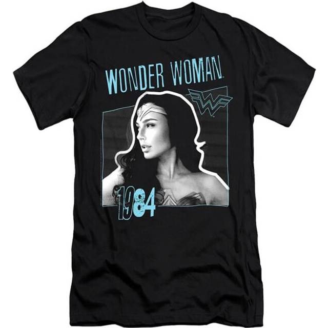 Trevco Sportswear WWM271-PSF-4 Wonder Woman 84 Thin Line Premium Canvas Adult Slim Fit 30-1 Short Sleeve T-Shirt, Black - Extra Large