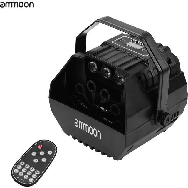 Ammoon LED Bubble Machine Projector Sound Activated with U-shape Handle Remote Control for Stage US Plug
