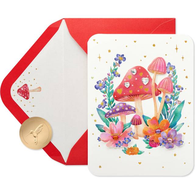 Papyrus Blank Valentines Day Card (Mushrooms and Flowers)