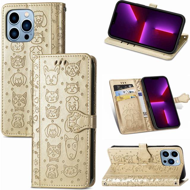 (CatDog Gold, For Nokia G20) Flip Leather Case ForG10 G11 Plus G20 G21 G22 Card Wallet Phone Book CoverDog Mandala Leaf Embossing Housing Stand