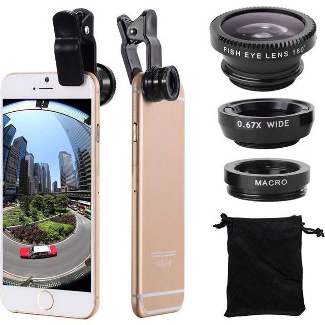 (Blue) 3 in 1 Fisheye Phone Lens Wide Angle Zoom Lens Fish Eye Macro Lenses Camera Kits With Clip Lens On The Phone For All Smart Phone