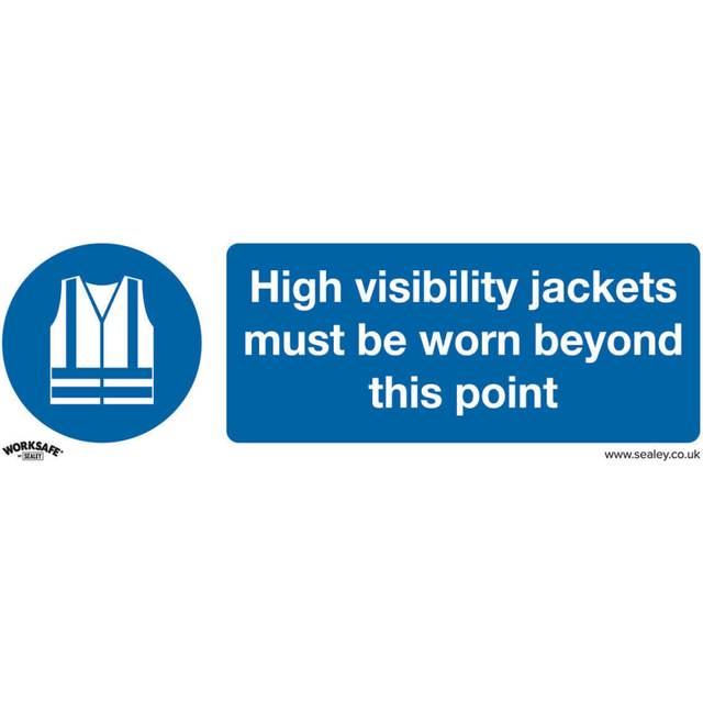 1x HI-VIS JACKETS MUST BE WORN Safety Sign - Self Adhesive 300 x 100mm Sticker