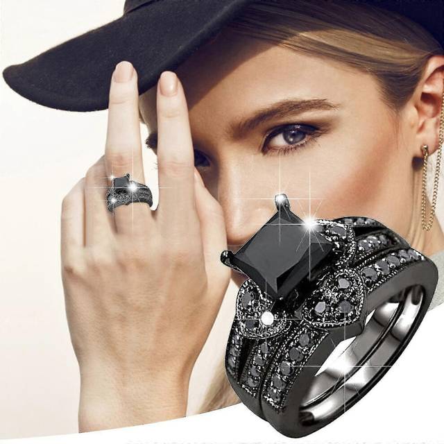 (Size 8, One size) 2 In 1 Creative Drilled Cherry Blossom Ring Wedding Band Birthday Gift