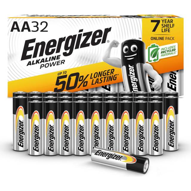 Energizer AA Batteries, Alkaline Power, 32 Pack, Double A Battery Pack - Amazon Exclusive (Packaging may vary)