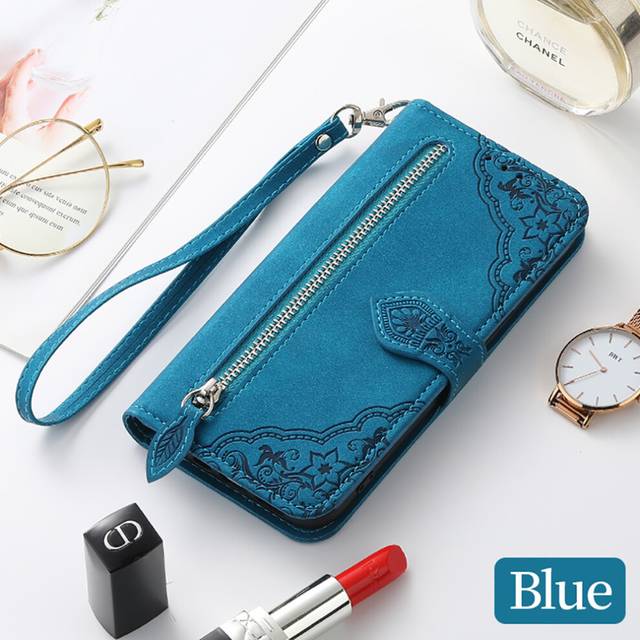 (Blue, lnfinix Smart 6 Plus) Zipper Card Bag Phone Leather Case For Infinix Smart 7 HD 2021 6 5 Wallet flip Cover Smart7 Smart6  Luxury Funda
